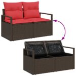 vidaXL Súprava záhradných pohoviek 7 pcs Beige a Červená polyratan – Obrázok 10
