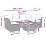 vidaXL Súprava záhradných pohoviek 7 pcs Beige a Červená polyratan – Obrázok 13