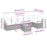 vidaXL Súprava záhradných pohoviek 7 pcs Hnedá a červená polyratan – Obrázok 13