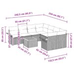 vidaXL Súprava záhradných pohoviek 9 pcs Čierna a tyrkysová polyratan – Obrázok 13