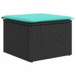 vidaXL Súprava záhradných pohoviek 6 pcs Čierna a tyrkysová polyratan – Obrázok 7