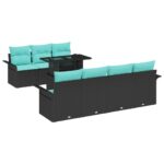 vidaXL Súprava záhradných pohoviek s vankúšom 8 pcs Čierna Poly Ratan – Obrázok 2