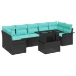vidaXL Súprava záhradných pohoviek s vankúšom 8 pcs Čierna Poly Ratan – Obrázok 2