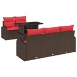 vidaXL Súprava záhradných pohoviek s vankúšom 6 pcs Hnedá Poly Ratan – Obrázok 2