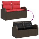 vidaXL Súprava záhradných pohoviek s vankúšom 8 pcs Hnedá Poly Ratan – Obrázok 10