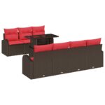 vidaXL Súprava záhradných pohoviek s vankúšom 8 pcs Hnedá Poly Ratan – Obrázok 2