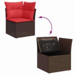 vidaXL Súprava záhradných pohoviek s vankúšom 8 pcs Hnedá Poly Ratan – Obrázok 13