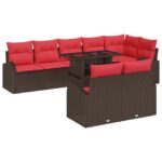 vidaXL Súprava záhradných pohoviek s úložiskom 9 pcs Hnedá Poly ratan – Obrázok 2