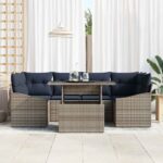 vidaXL Súprava záhradných pohoviek s úložiskom 7 pcs Sivá Poly ratan – Obrázok 3