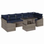 vidaXL Súprava záhradných pohoviek s úložiskom 8 pcs Sivá Poly ratan – Obrázok 2