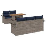 vidaXL Súprava záhradných pohoviek s úložiskom 6 pcs Sivá Poly ratan – Obrázok 2