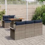 vidaXL Súprava záhradných pohoviek s úložiskom 6 pcs Sivá Poly ratan – Obrázok 3