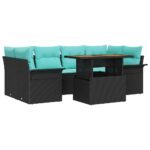 vidaXL Súprava záhradných pohoviek s úložiskom 7 pcs Čierna Poly ratan – Obrázok 2