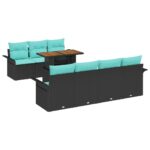 vidaXL Súprava záhradných pohoviek s úložiskom 8 pcs Čierna Poly ratan – Obrázok 2