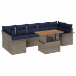vidaXL Súprava záhradných pohoviek s úložiskom 8 pcs Sivá Poly ratan – Obrázok 2