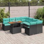 vidaXL Súprava záhradných pohoviek s úložiskom 9 pcs Čierna Poly ratan – Obrázok 3