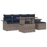 vidaXL Súprava záhradných pohoviek s úložiskom 6 pcs Sivá Poly ratan – Obrázok 2