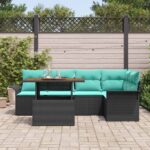 vidaXL Súprava záhradných pohoviek s úložiskom 6 pcs Čierna Poly ratan – Obrázok 3