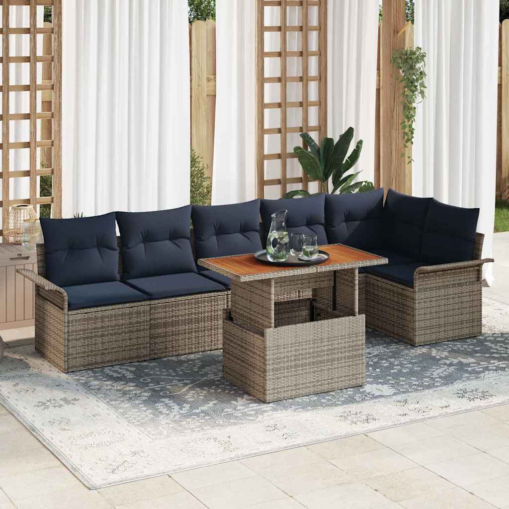 3358082_1.jpg vidaXL Súprava záhradných pohoviek s úložiskom 7 pcs Sivá Poly ratan – Obrázok 1