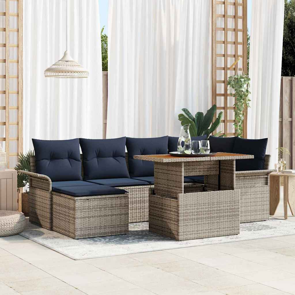 3358096_1.jpg vidaXL Súprava záhradných pohoviek s úložiskom 7 pcs Sivá Poly ratan – Obrázok 1