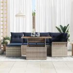 vidaXL Súprava záhradných pohoviek s úložiskom 7 pcs Sivá Poly ratan – Obrázok 3