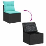 vidaXL Súprava záhradných pohoviek s úložiskom 7 pcs Čierna Poly ratan – Obrázok 13