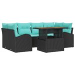 vidaXL Súprava záhradných pohoviek s úložiskom 7 pcs Čierna Poly ratan – Obrázok 2