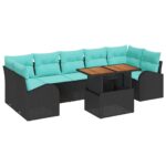 vidaXL Súprava záhradných pohoviek s úložiskom 8 pcs Čierna Poly ratan – Obrázok 2