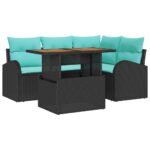 vidaXL Súprava záhradných pohoviek s úložiskom 5 pcs Čierna Poly ratan – Obrázok 2