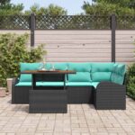 vidaXL Súprava záhradných pohoviek s úložiskom 6 pcs Čierna Poly ratan – Obrázok 3