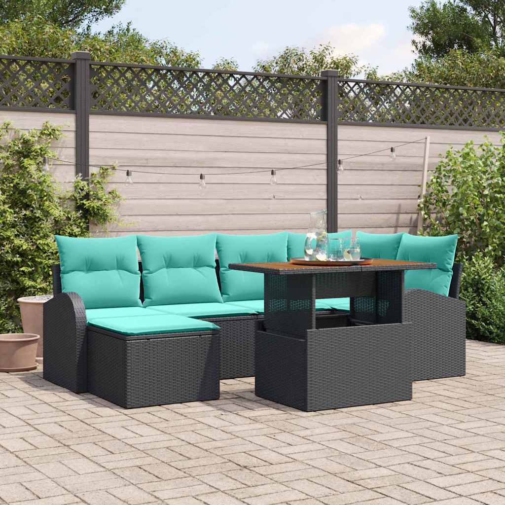 3358349_1.jpg vidaXL Súprava záhradných pohoviek s úložiskom 7 pcs Čierna Poly ratan – Obrázok 1