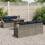vidaXL Súprava záhradných pohoviek s úložiskom 7 pcs Sivá Poly ratan – Obrázok 3