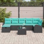 vidaXL Súprava záhradných pohoviek s vankúšom 8 pcs Čierna Poly ratan – Obrázok 3