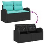 vidaXL Súprava záhradných pohoviek s vankúšom 6 pcs Čierna Poly ratan – Obrázok 10