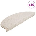 vidaXL Schodové rohože 30 ks 65x21x4 cm biele polkruhové veľké