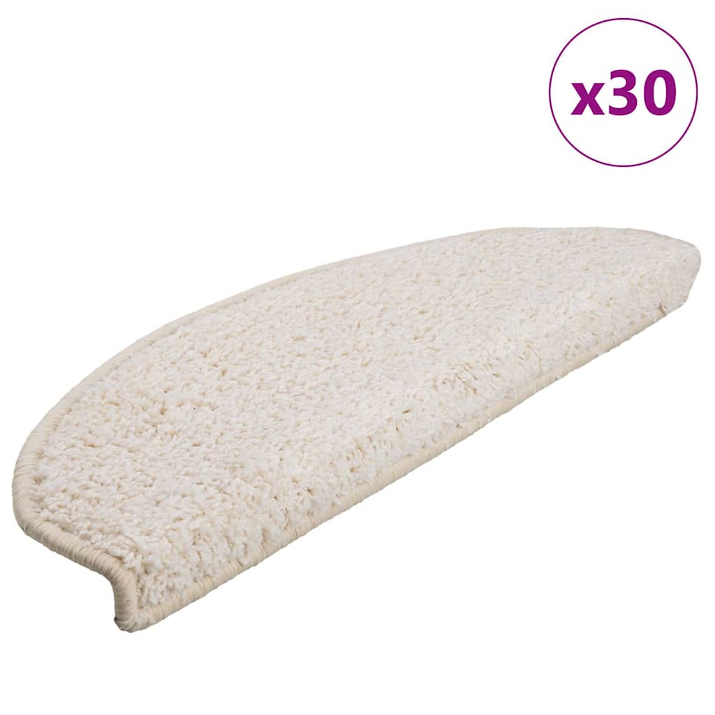 3365818_1.jpg vidaXL Schodové rohože 30 ks 65x21x4 cm biele polkruhové veľké – Obrázok 1