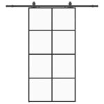 vidaXL Posuvné dvere so sadou kovania, čierne 102,5x205 cm, ESG sklo – Obrázok 2