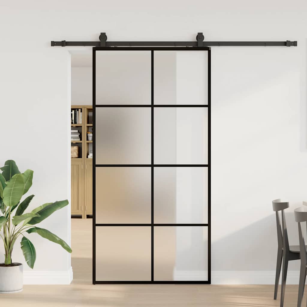 3375947_1.jpg vidaXL Posuvné dvere so sadou kovania, čierne 102,5x205 cm, ESG sklo – Obrázok 1