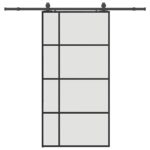vidaXL Posuvné dvere so sadou kovania, čierne 102,5x205 cm, ESG sklo – Obrázok 2