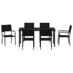 vidaXL Záhradný jedálenský set s vankúšom 7 pcs Čierna polyratan – Obrázok 7