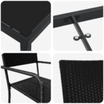 vidaXL Záhradný jedálenský set s vankúšom 7 pcs Čierna polyratan – Obrázok 9
