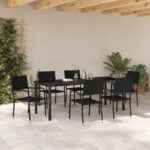 vidaXL Záhradný jedálenský set s vankúšom 7 pcs Čierna polyratan – Obrázok 4