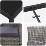 vidaXL Záhradný jedálenský set s vankúšom 7 pcs Sivá polyratan – Obrázok 9