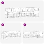 vidaXL Záhradná súprava gaučov s vankúšom 6 pcs Prírodná a čierna – Obrázok 8