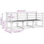 vidaXL Záhradná súprava gaučov 3 pcs Biela 185,5 x 63 x 73 cm – Obrázok 5