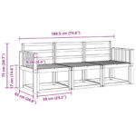 vidaXL Záhradná súprava gaučov 3 pcs Biela 189,5 x 63 x 73 cm – Obrázok 5