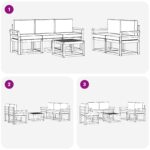 vidaXL Záhradná súprava gaučov 6 pcs Biela 59 x 59 x 37 cm – Obrázok 7