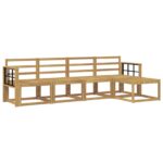 vidaXL Záhradná súprava gaučov 5 pcs Biela 249 x 122,5 x 73 cm – Obrázok 2