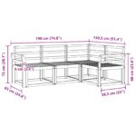 vidaXL Záhradná súprava gaučov 4 pcs Biela 190 x 130,5 x 73 cm – Obrázok 4