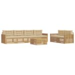 vidaXL Záhradná súprava gaučov 7 pcs Biela a béžová – Obrázok 2